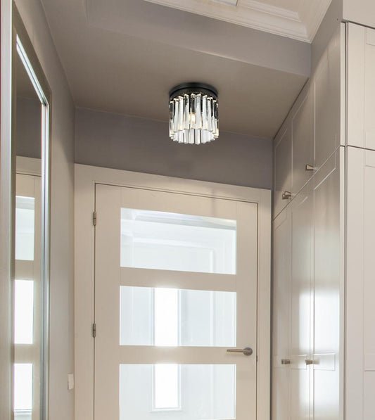 Elegant Furniture & Lighting - Sydney 3 light Matte Black Flush Mount Clear Royal Cut Crystal - 1208F12MB/RC veiw 1