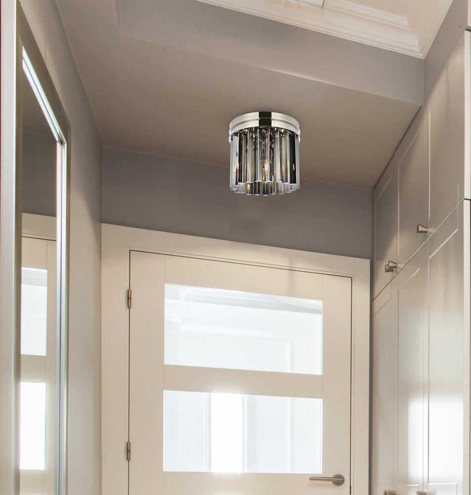 Elegant Furniture & Lighting - Sydney 3 light polished nickel Flush Mount Silver Shade (Grey) Royal Cut Crystal - 1208F12PN-SS/RC veiw 1
