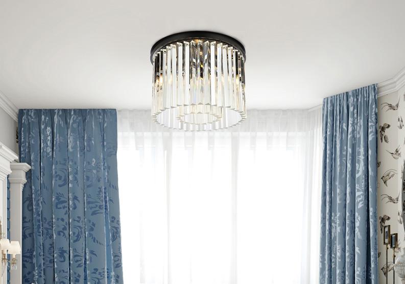Elegant Furniture & Lighting - Sydney 6 light Matte Black Flush Mount Clear Royal Cut Crystal - 1208F20MB/RC veiw 1
