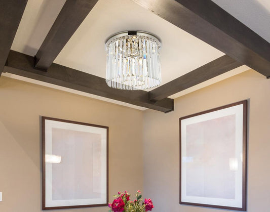 Elegant Furniture & Lighting - Sydney 6 light polished nickel Flush Mount Clear Royal Cut Crystal - 1238F20PN/RC veiw 1