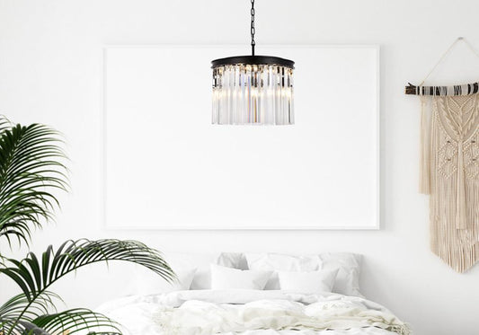 Elegant Furniture & Lighting - Sydney 6 light Matte Black Pendant Clear Royal Cut Crystal - 1208D20MB/RC veiw 1