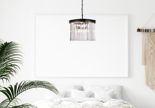 Elegant Furniture & Lighting - Sydney 6 light Matte Black Pendant Clear Royal Cut Crystal - 1238D20MB/RC veiw 1