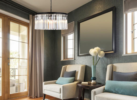 Elegant Furniture & Lighting - Sydney 8 light Matte Black Chandelier Clear Royal Cut Crystal - 1208D31MB/RC veiw 1