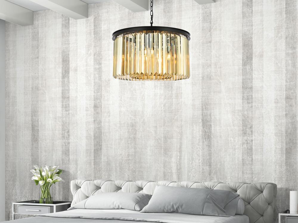 Elegant Furniture & Lighting - Sydney 8 light Matte Black Chandelier Golden Teak (Smoky) Royal Cut Crystal - 1238D26MB-GT/RC veiw 1