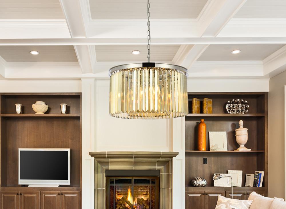 Elegant Furniture & Lighting - Sydney 8 light polished nickel Chandelier Golden Teak (Smoky) Royal Cut Crystal - 1238D26PN-GT/RC veiw 1