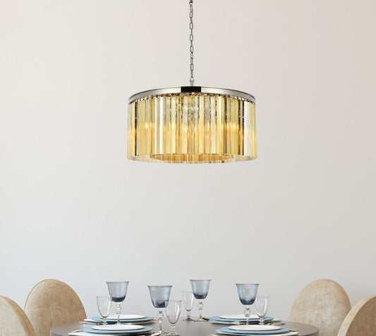 Elegant Furniture & Lighting - Sydney 8 light polished nickel Chandelier Golden Teak (Smoky) Royal Cut Crystal - 1208D31PN-GT/RC veiw 1