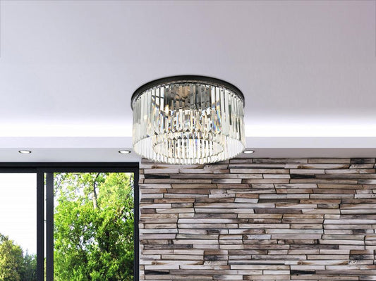 Elegant Furniture & Lighting - Sydney 8 light Matte Black Flush Mount Clear Royal Cut Crystal - 1238F31MB/RC veiw 1