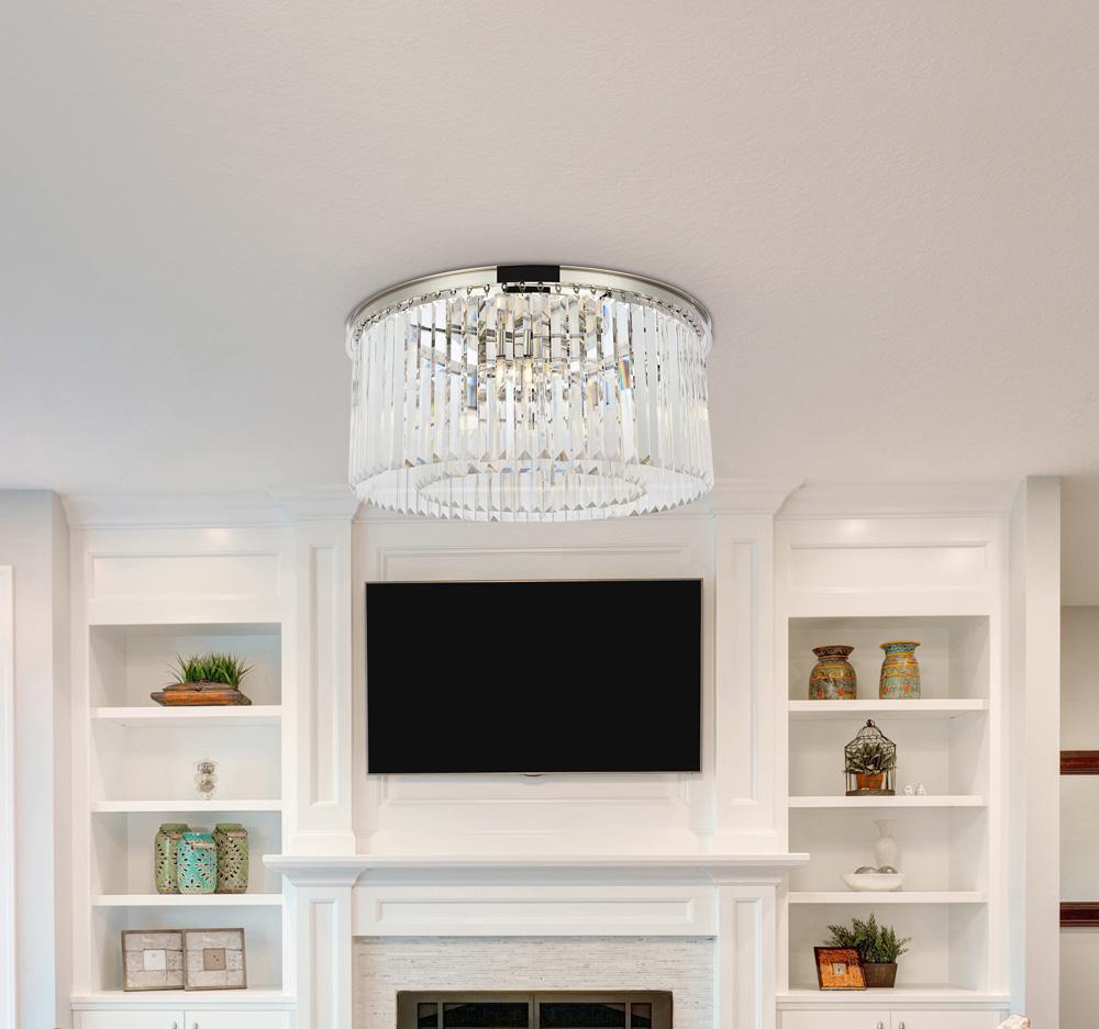 Elegant Furniture & Lighting - Sydney 8 light polished nickel Flush Mount Clear Royal Cut Crystal - 1238F31PN/RC veiw 1