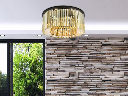 Elegant Furniture & Lighting - Sydney 8 light Matte Black Flush Mount Golden Teak (Smoky) Royal Cut Crystal - 1238F31MB-GT/RC veiw 1