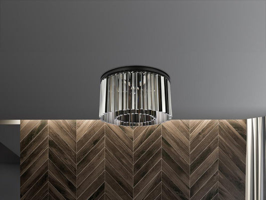 Elegant Furniture & Lighting - Sydney 8 light Matte Black Flush Mount Silver Shade (Grey) Royal Cut Crystal - 1208F26MB-SS/RC veiw 1