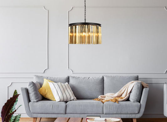 Elegant Furniture & Lighting - Sydney 8 light Matte Black Chandelier Golden Teak (Smoky) Royal Cut Crystal - 1208D26MB-GT/RC veiw 1