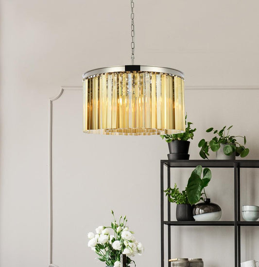 Elegant Furniture & Lighting - Sydney 8 light polished nickel Chandelier Golden Teak (Smoky) Royal Cut Crystal - 1208D26PN-GT/RC veiw 1