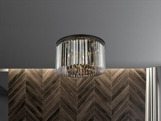 Elegant Furniture & Lighting - Sydney 8 light Matte Black Flush Mount Silver Shade (Grey) Royal Cut Crystal - 1238F26MB-SS/RC veiw 1