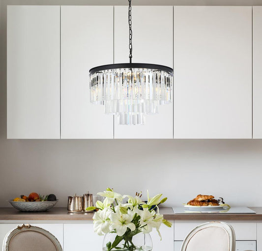 Elegant Furniture & Lighting - Sydney 9 light Matte Black Chandelier Clear Royal Cut Crystal - 1201D26MB/RC veiw 1