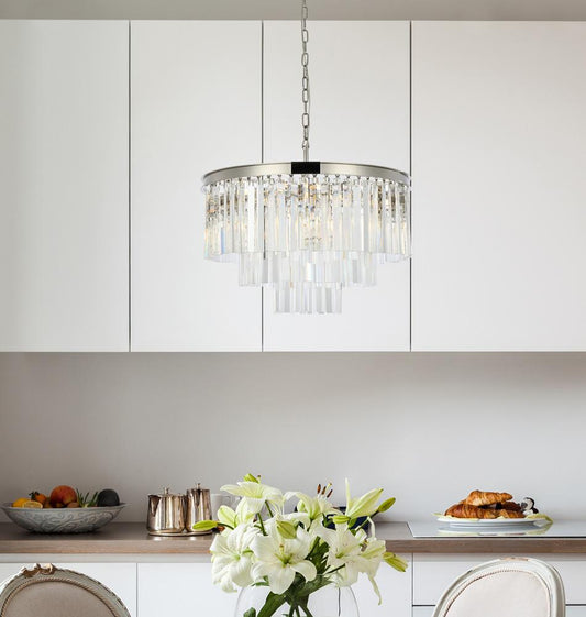 Elegant Furniture & Lighting - Sydney 9 light polished nickel Chandelier Clear Royal Cut Crystal - 1201D26PN/RC veiw 1