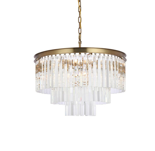 Elegant Furniture & Lighting - Sydney 26 inch round crystal chandelier in satin gold - 1201D26SG/RC veiw 1