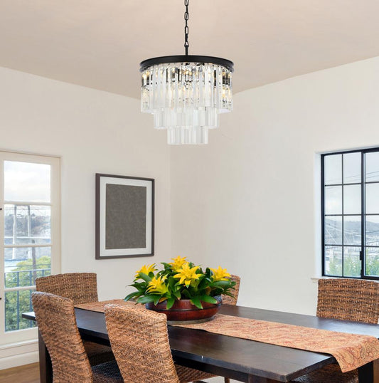 Elegant Furniture & Lighting - Sydney 9 light Matte Black Chandelier Clear Royal Cut Crystal - 1201D20MB/RC veiw 1