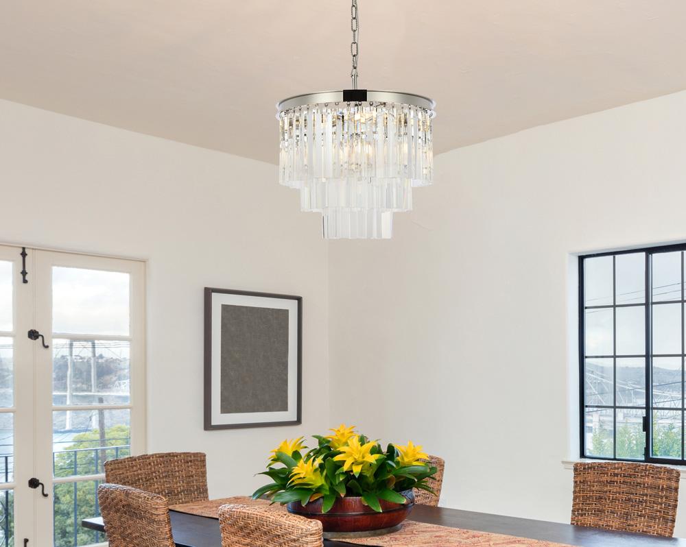 Elegant Furniture & Lighting - Sydney 9 light polished nickel Chandelier Clear Royal Cut Crystal - 1201D20PN/RC veiw 1