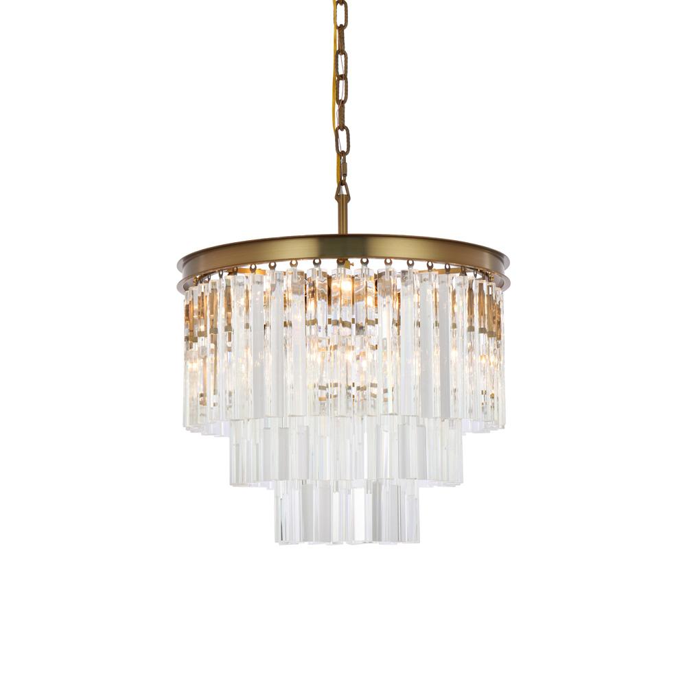 Elegant Furniture & Lighting - Sydney 20 inch round crystal chandelier in satin gold - 1201D20SG/RC veiw 1