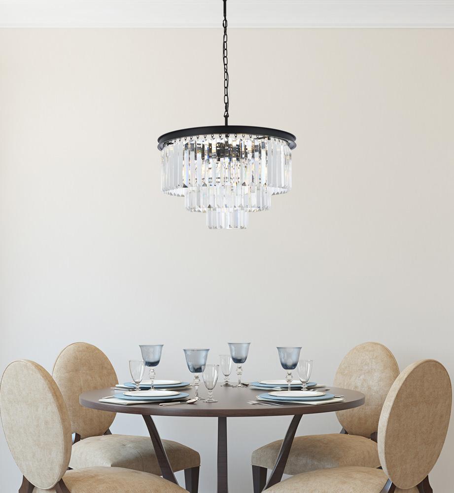 Elegant Furniture & Lighting - Sydney 9 light Matte Black Chandelier Clear Royal Cut Crystal - 1231D26MB/RC veiw 1