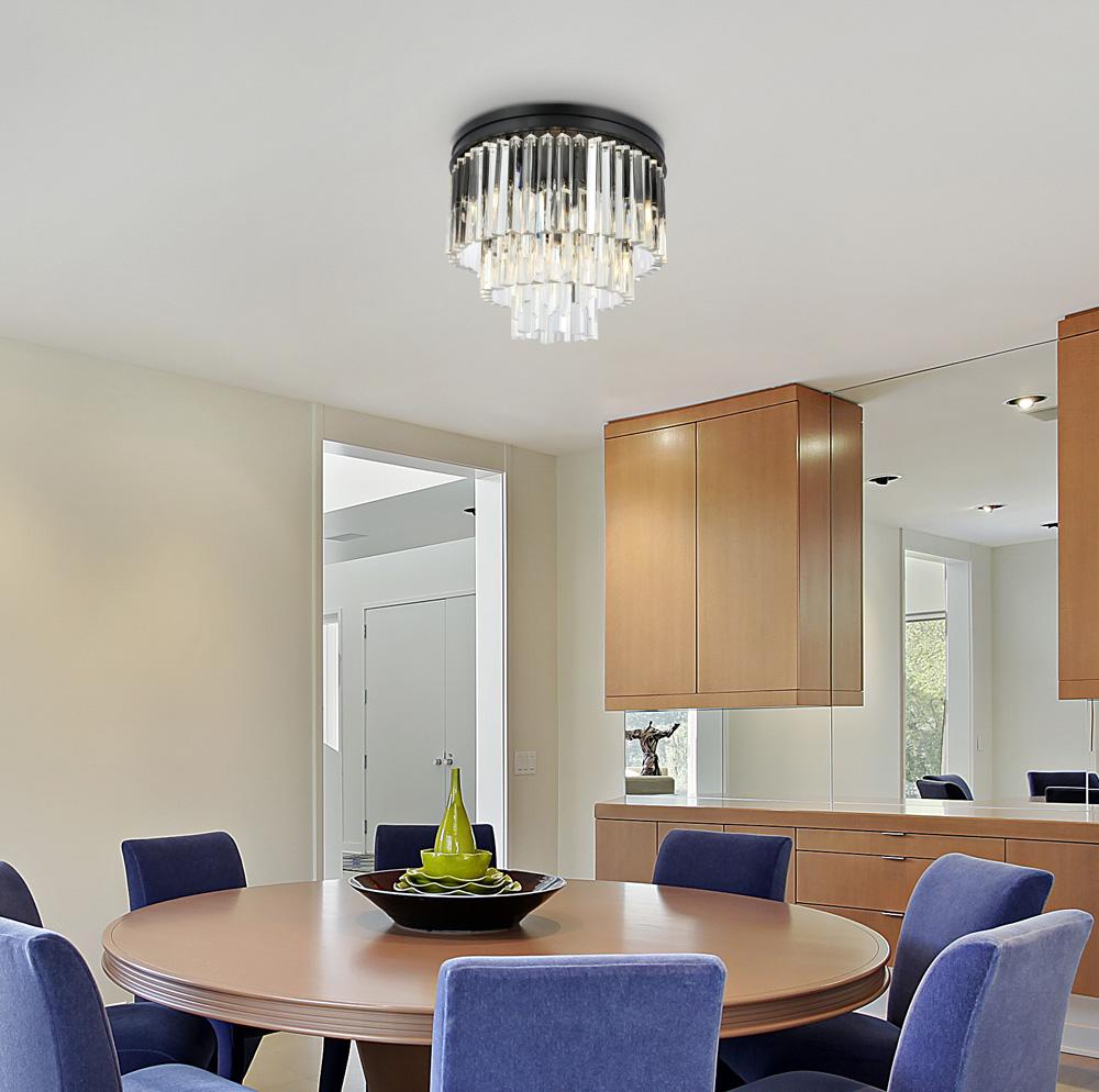 Elegant Furniture & Lighting - Sydney 9 light Matte Black Flush Mount Clear Royal Cut Crystal - 1201F20MB/RC veiw 1