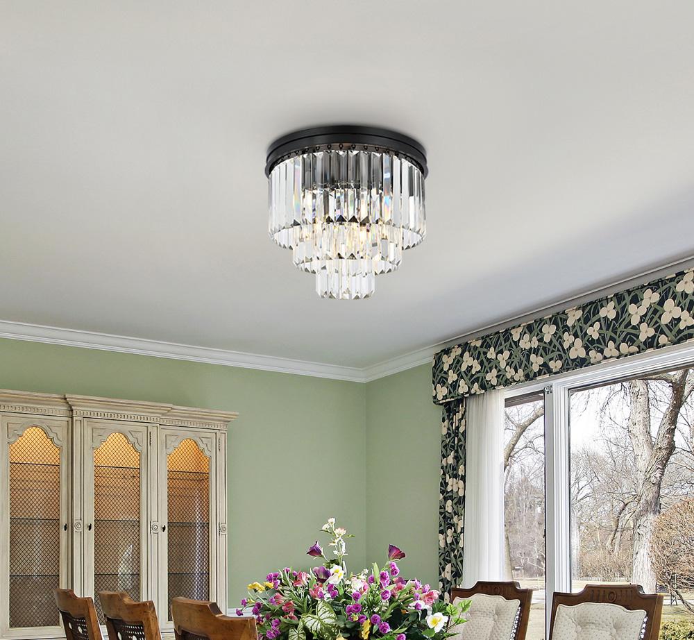 Elegant Furniture & Lighting - Sydney 9 light Matte Black Flush Mount Clear Royal Cut Crystal - 1231F20MB/RC veiw 1