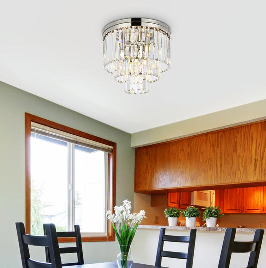 Elegant Furniture & Lighting - Sydney 9 light polished nickel Flush Mount Clear Royal Cut Crystal - 1231F20PN/RC veiw 1