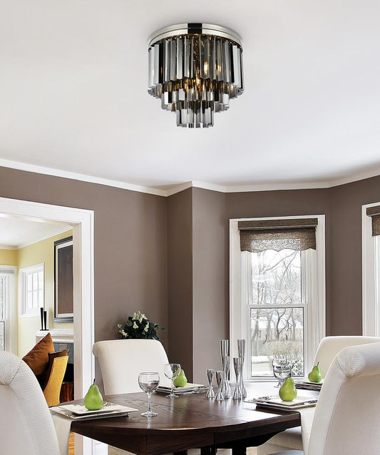 Elegant Furniture & Lighting - Sydney 9 light polished nickel Flush Mount Silver Shade (Grey) Royal Cut Crystal - 1201F20PN-SS/RC veiw 1