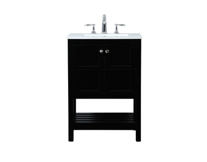 Elegant Furniture & Lighting - Theo 24 inch Single bathroom vanity in black - VF16424BK veiw 1