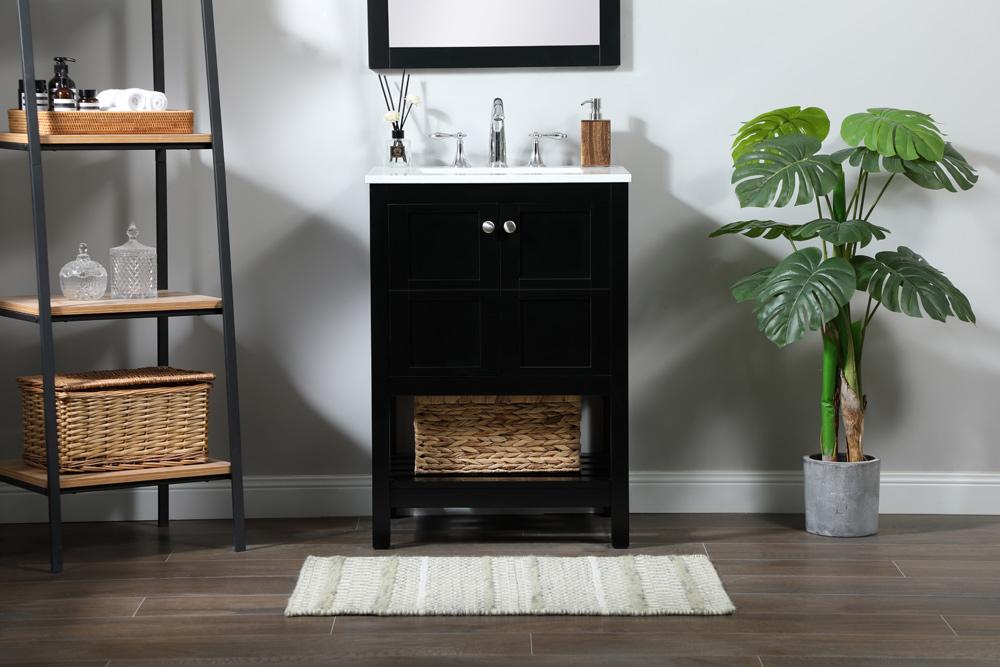 Elegant Furniture & Lighting - Theo 24 inch Single bathroom vanity in black - VF16424BK veiw 2