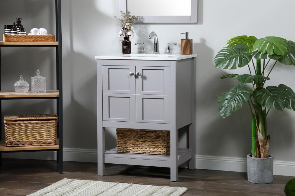 Elegant Furniture & Lighting - Theo 24 inch Single bathroom vanity in grey - VF16424GR veiw 9