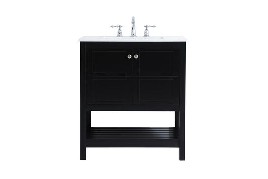 Elegant Furniture & Lighting - Theo 30 inch Single Bathroom Vanity in Black - VF16430BK veiw 1