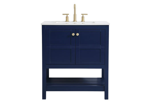 Elegant Furniture & Lighting - Theo 30 inch Single Bathroom Vanity in Blue - VF16430BL veiw 1