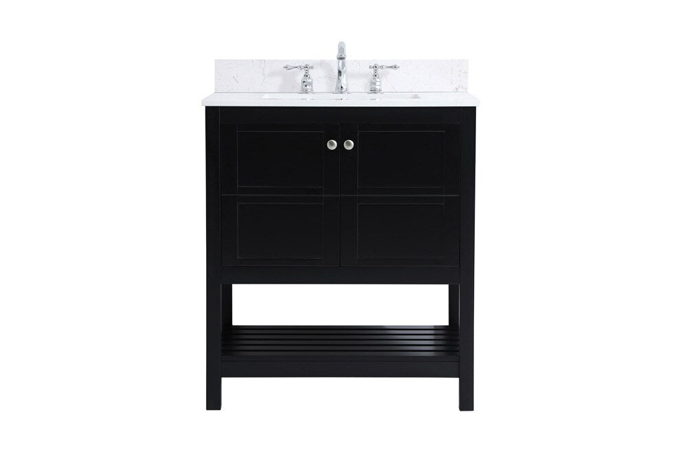 Elegant Furniture & Lighting - Theo 30 inch Single Bathroom Vanity in Black with Backsplash - VF16430BK-BS veiw 1
