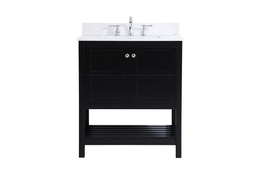 Elegant Furniture & Lighting - Theo 30 inch Single Bathroom Vanity in Black with Backsplash - VF16430BK-BS veiw 1