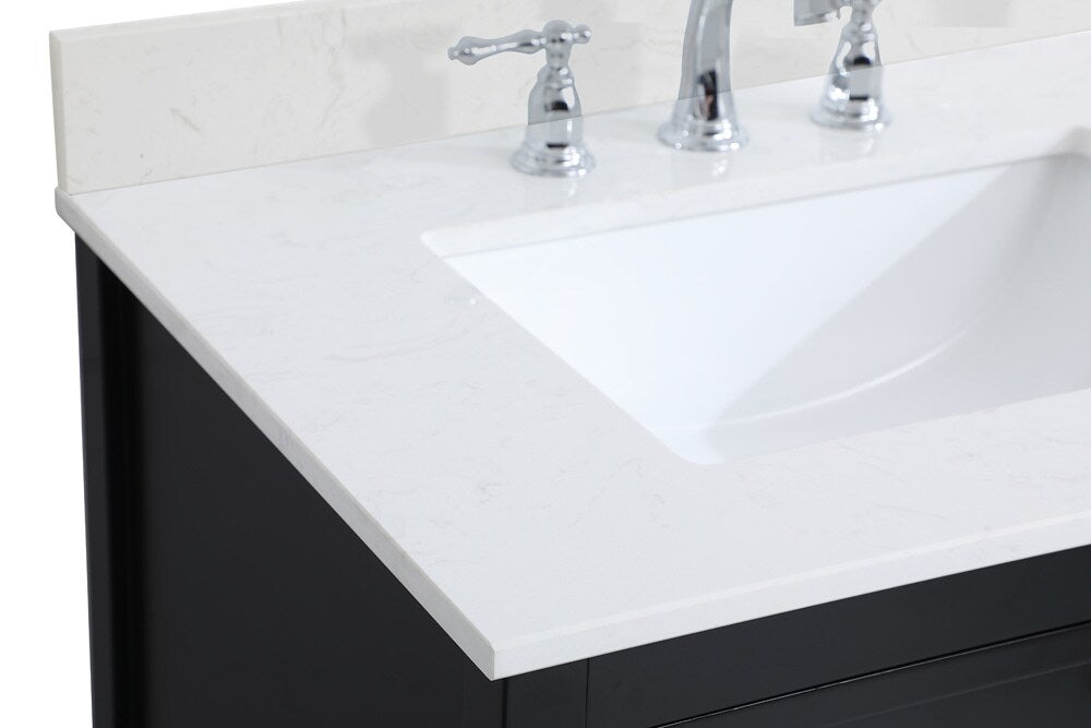 Elegant Furniture & Lighting - Theo 30 inch Single Bathroom Vanity in Black with Backsplash - VF16430BK-BS veiw 3