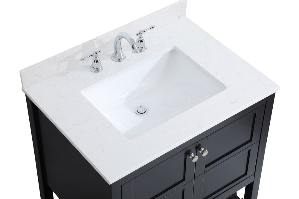 Elegant Furniture & Lighting - Theo 30 inch Single Bathroom Vanity in Black with Backsplash - VF16430BK-BS veiw 4
