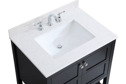 Elegant Furniture & Lighting - Theo 30 inch Single Bathroom Vanity in Black with Backsplash - VF16430BK-BS veiw 4
