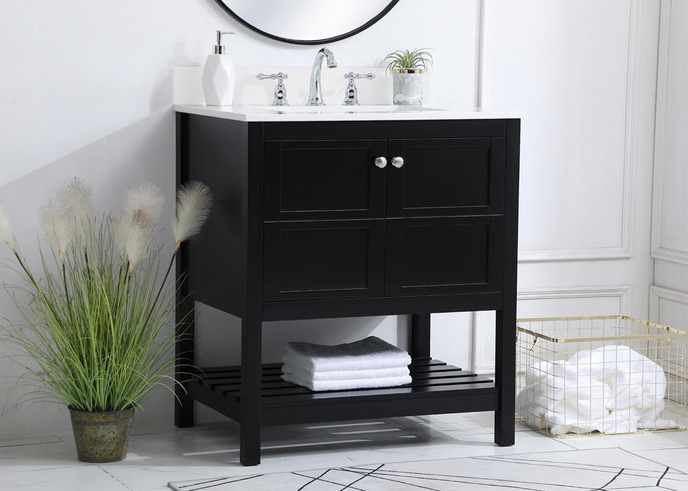 Elegant Furniture & Lighting - Theo 30 inch Single Bathroom Vanity in Black with Backsplash - VF16430BK-BS veiw 8