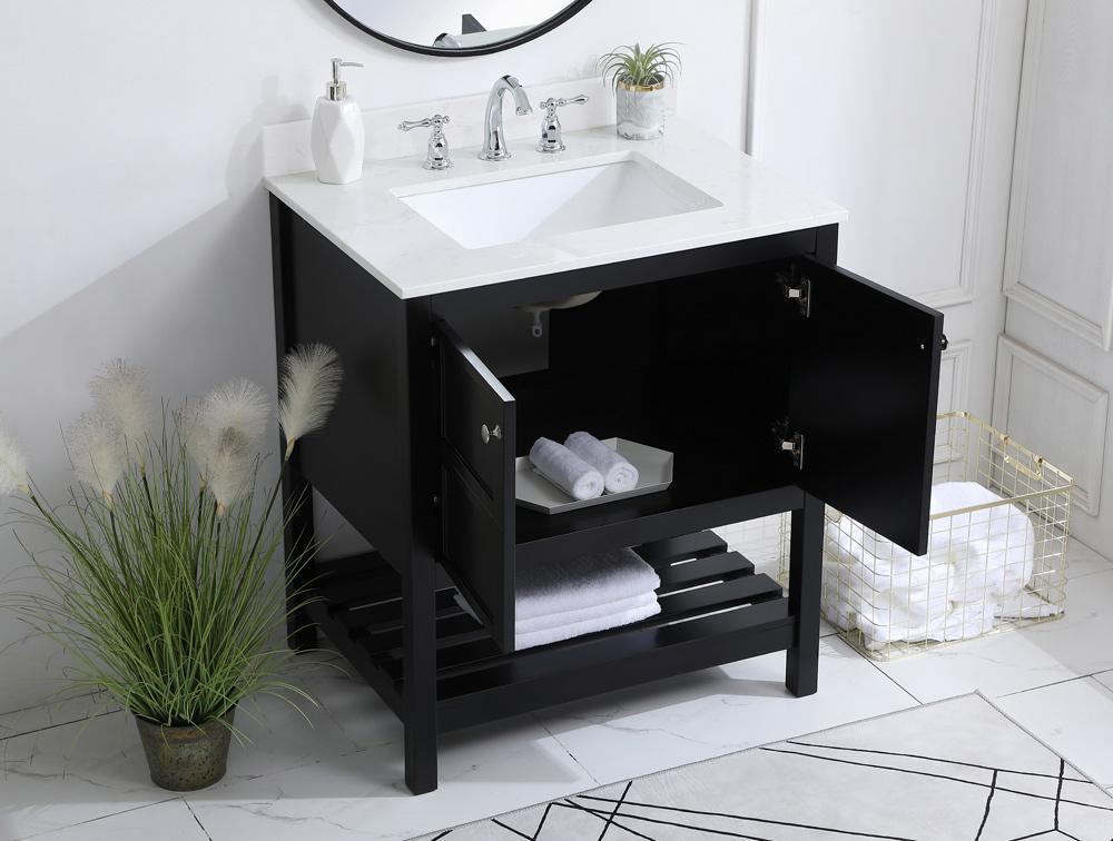 Elegant Furniture & Lighting - Theo 30 inch Single Bathroom Vanity in Black with Backsplash - VF16430BK-BS veiw 9