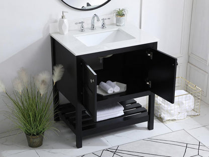 Elegant Furniture & Lighting - Theo 30 inch Single Bathroom Vanity in Black with Backsplash - VF16430BK-BS veiw 9
