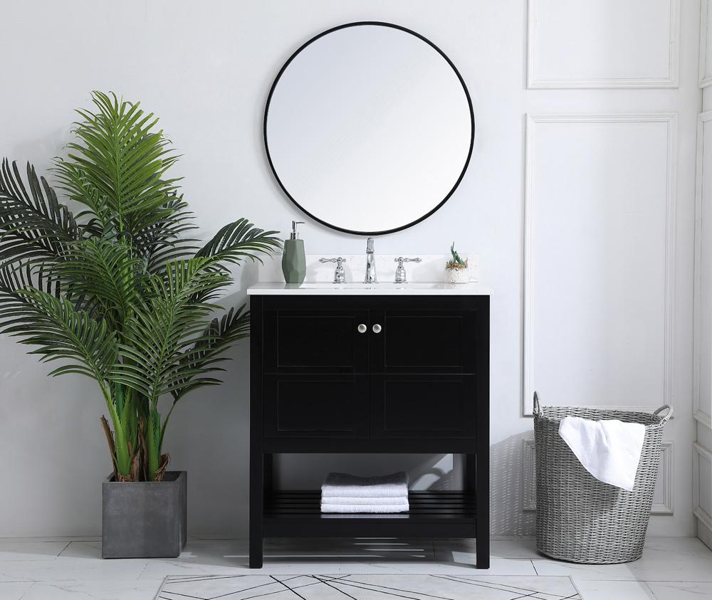 Elegant Furniture & Lighting - Theo 30 inch Single Bathroom Vanity in Black with Backsplash - VF16430BK-BS veiw 10