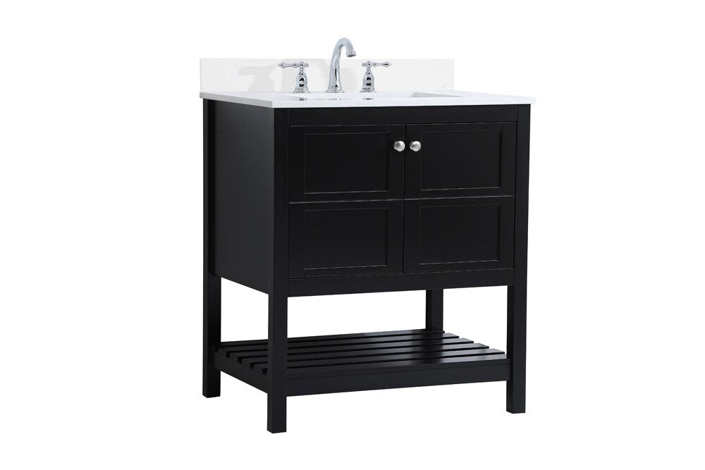 Elegant Furniture & Lighting - Theo 30 inch Single Bathroom Vanity in Black with Backsplash - VF16430BK-BS veiw 13