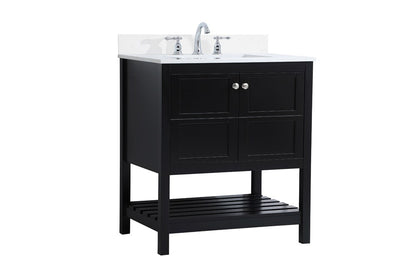 Elegant Furniture & Lighting - Theo 30 inch Single Bathroom Vanity in Black with Backsplash - VF16430BK-BS veiw 13