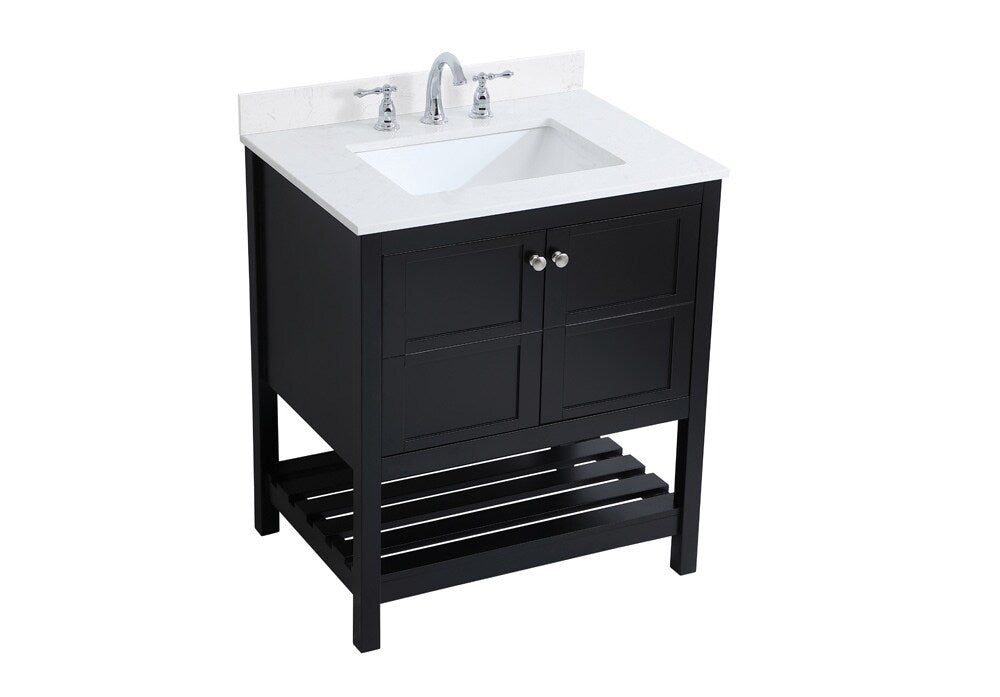 Elegant Furniture & Lighting - Theo 30 inch Single Bathroom Vanity in Black with Backsplash - VF16430BK-BS veiw 14