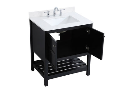 Elegant Furniture & Lighting - Theo 30 inch Single Bathroom Vanity in Black with Backsplash - VF16430BK-BS veiw 15