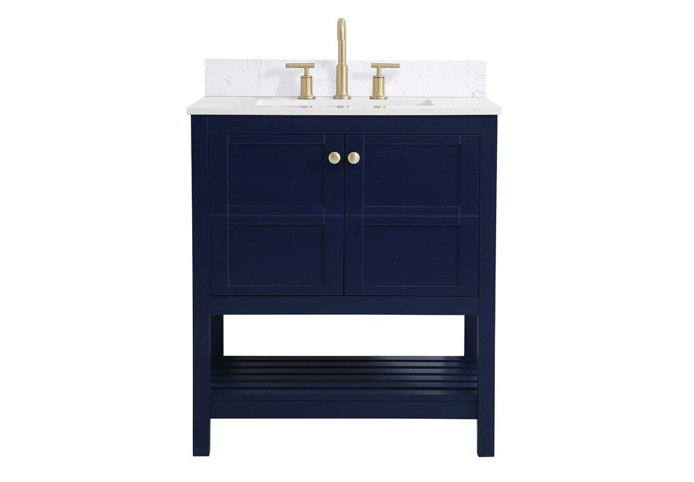 Elegant Furniture & Lighting - Theo 30 inch Single Bathroom Vanity in Blue with Backsplash - VF16430BL-BS veiw 1