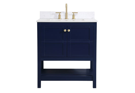 Elegant Furniture & Lighting - Theo 30 inch Single Bathroom Vanity in Blue with Backsplash - VF16430BL-BS veiw 1