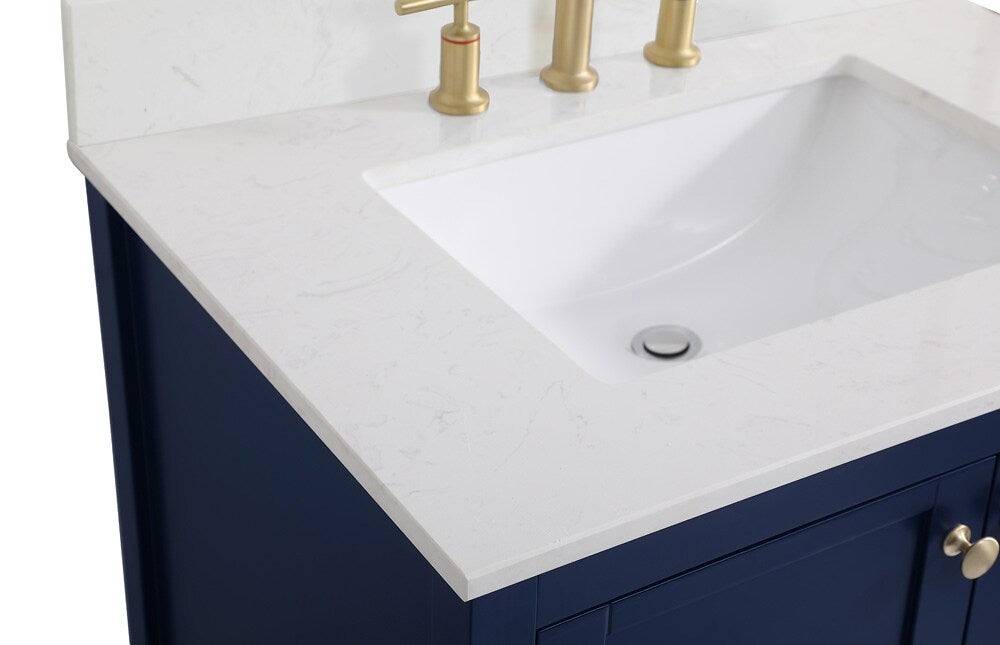 Elegant Furniture & Lighting - Theo 30 inch Single Bathroom Vanity in Blue with Backsplash - VF16430BL-BS veiw 3