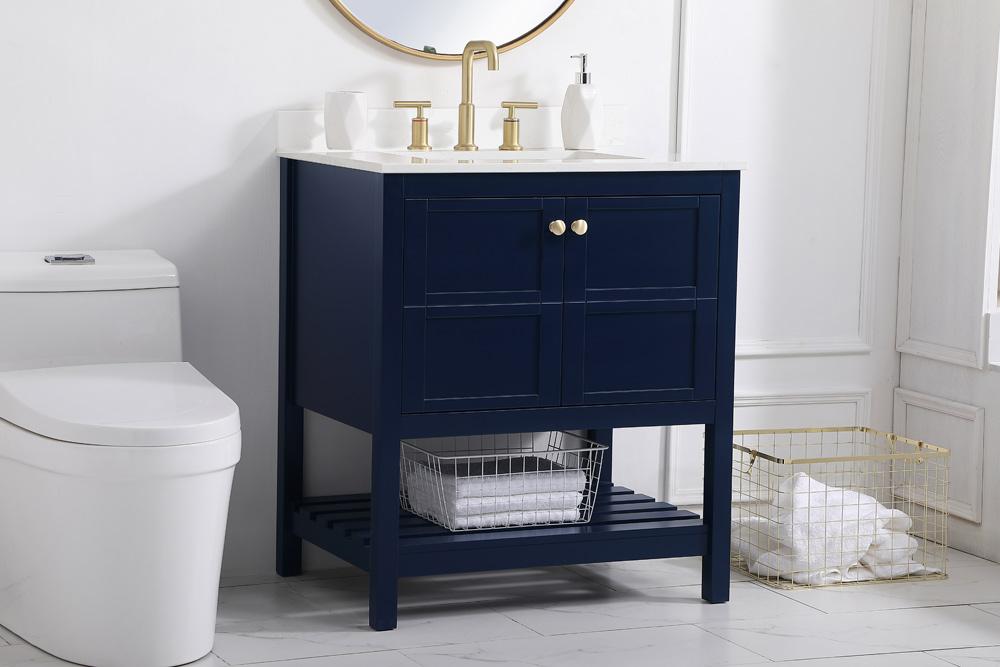 Elegant Furniture & Lighting - Theo 30 inch Single Bathroom Vanity in Blue with Backsplash - VF16430BL-BS veiw 8